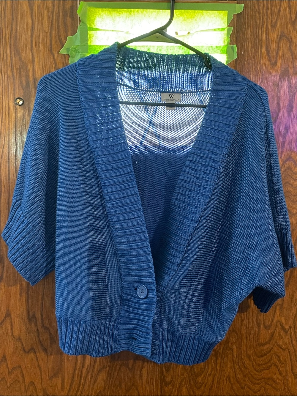 Worthington Deep Blue Short Sleeve Knit Cardigan